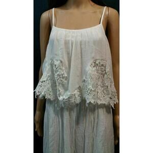 J Glee  White Ruffle Women's Maxi Dress  Size Large Lace trim NWT